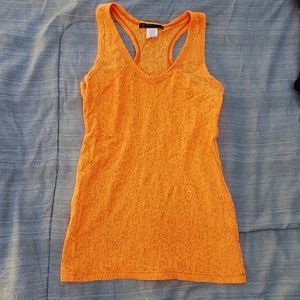 3/$15 Stretchy lace mesh bright orange tank